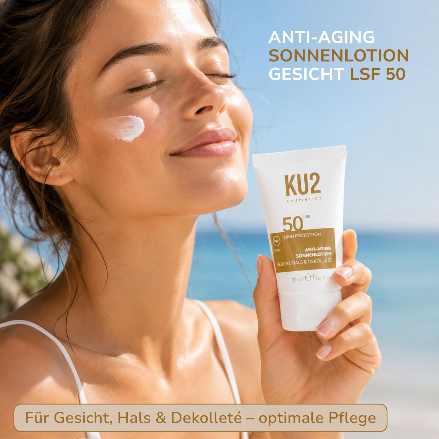 KU2 Anti-Aging Sonnenschutz X 3 – Sonnencreme Gesicht LSF 50 + Sonnenlotion Körper & Gesicht LSF 30 + Sonnenspray SPF 30 – UVA/UVB Schutz – Feuchtigkeitsspendend