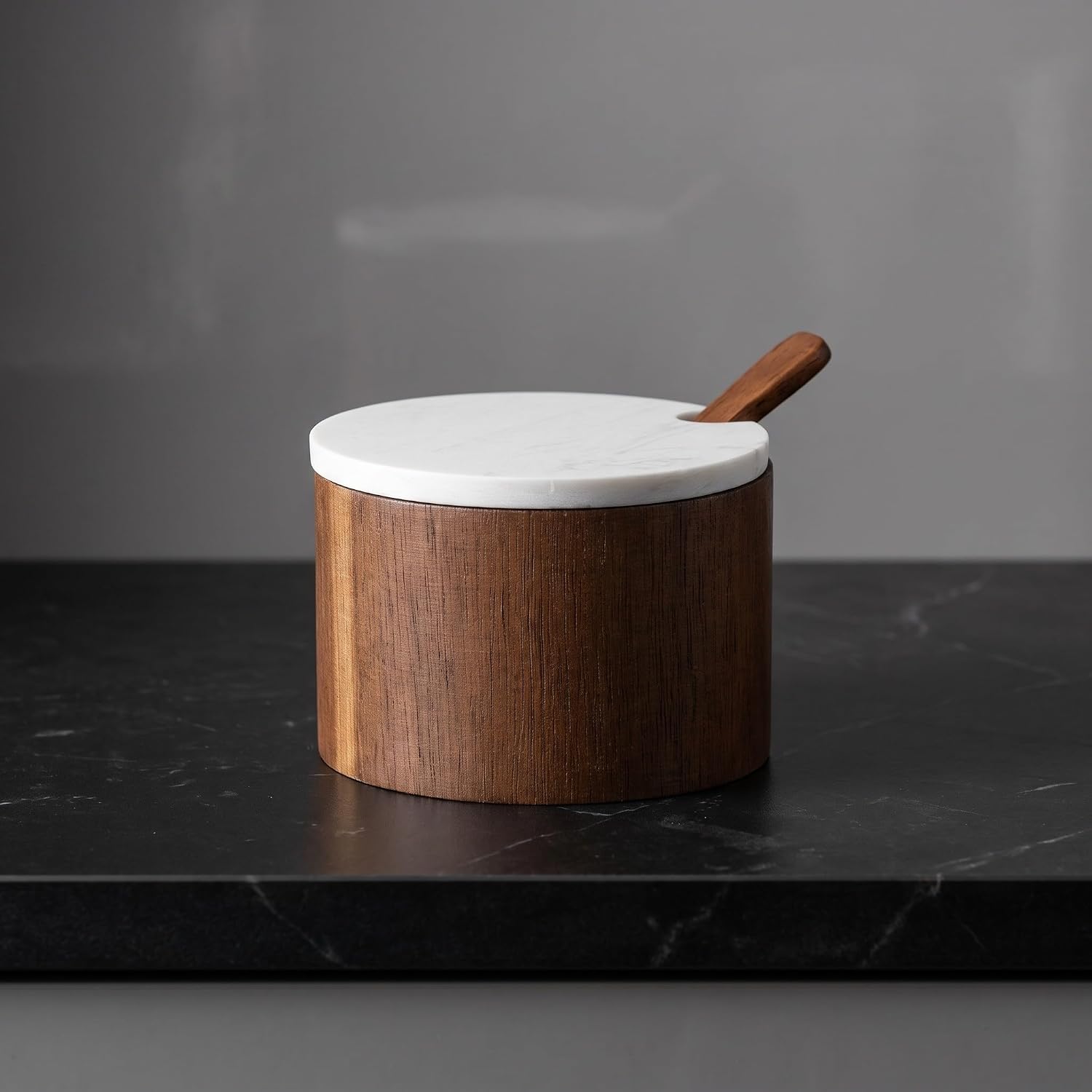 INOOMP Acacia Wood Salt Container with Lid, Kitchen Container Holder image 5