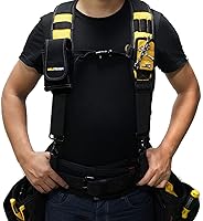 Vista 5 de MELOTOUGH 1 paquete de cinturón de herramientas con anillo en D y hebilla de rodillo de metal doble resistente y duradera, cintura ajustable + 1