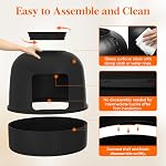 Lifewit Cat Litter Box, Litter Box with Faux Plant & Scoop, Cat Litter Box Enclosure in Living Room, Bedroom, Corner, Hidden Litter Box with Carbon Filter, Black
