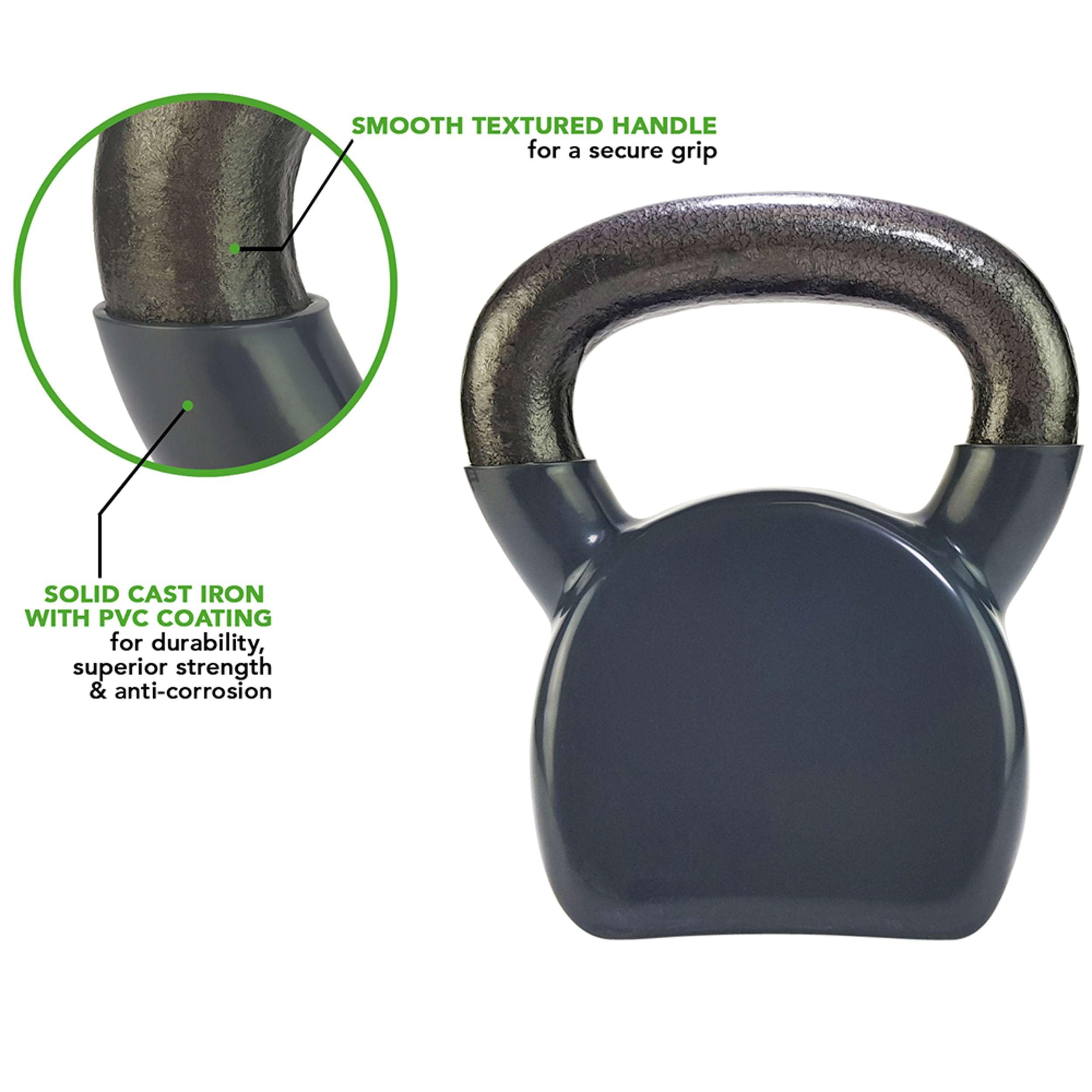 Tunturi Kettlebells Pesa Rusa Vinilo 14kg, Gris, Unisex Adulto, Grey, 1