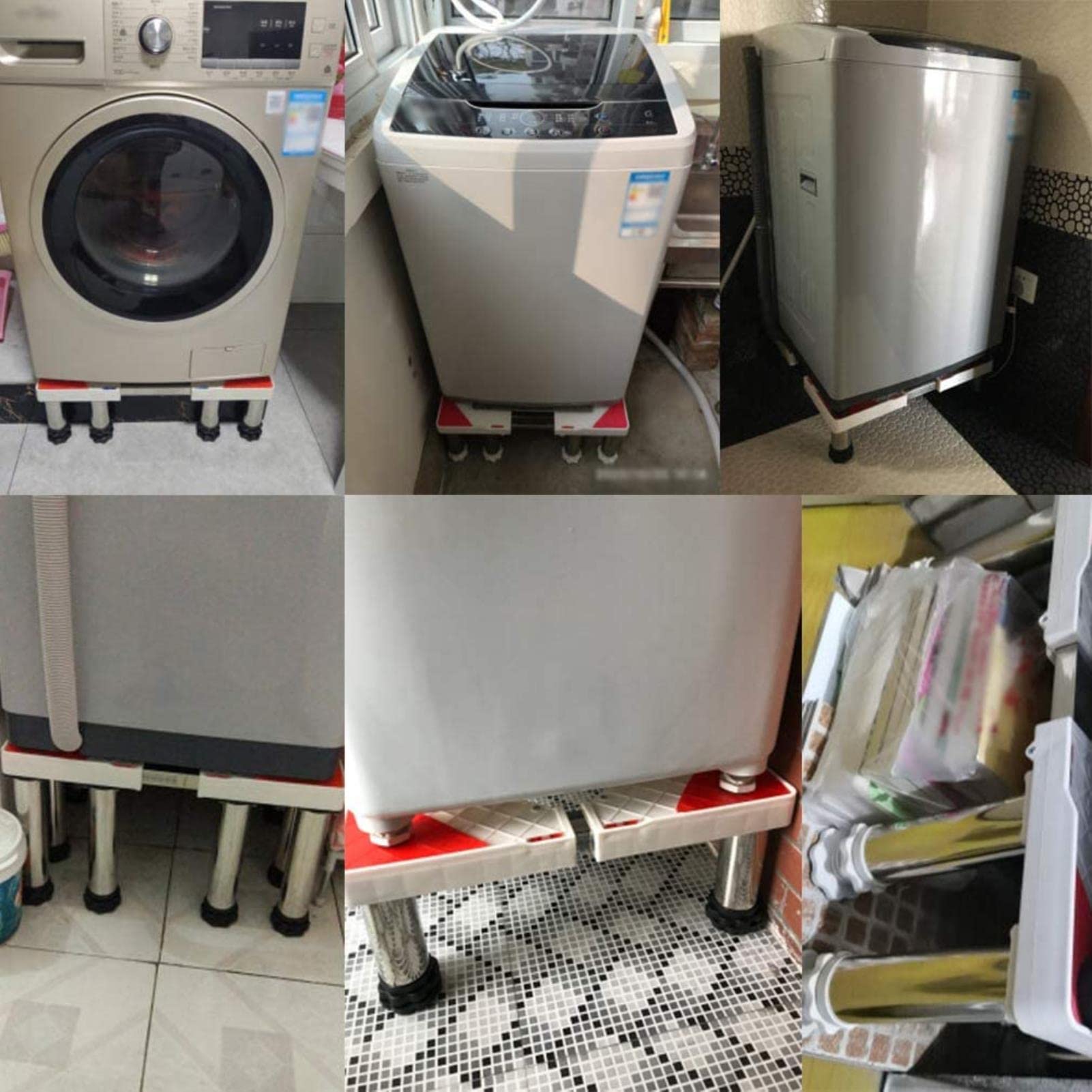 Stojak na pralkę podstawa podstawa pralki wytrzymała podstawa podstawka pod pralkę antypoślizgowy stojak na lodówkę L/W: 45-65 cm składany uchwyt stojak podniesione urządzenia platforma robocza uniwersalny stojak na lodówkę Ped