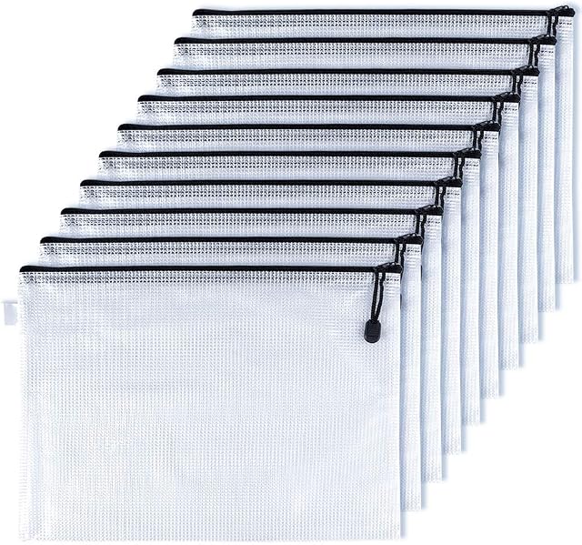 KUUQA 10 Pieces A4 Zipper File Bags Document Wallet Folders for Offices Supplies Cosmetics Storage