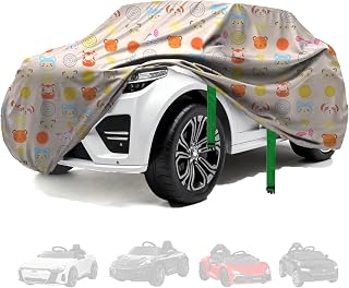 Kids Electric Vehicles Cover 52.0L×28.3W×24.0H, 420D Cartoon Pattern Fabric with Silver Coating Waterproof, Durable Cover for Medium-Sized Ride-On Toy Cars