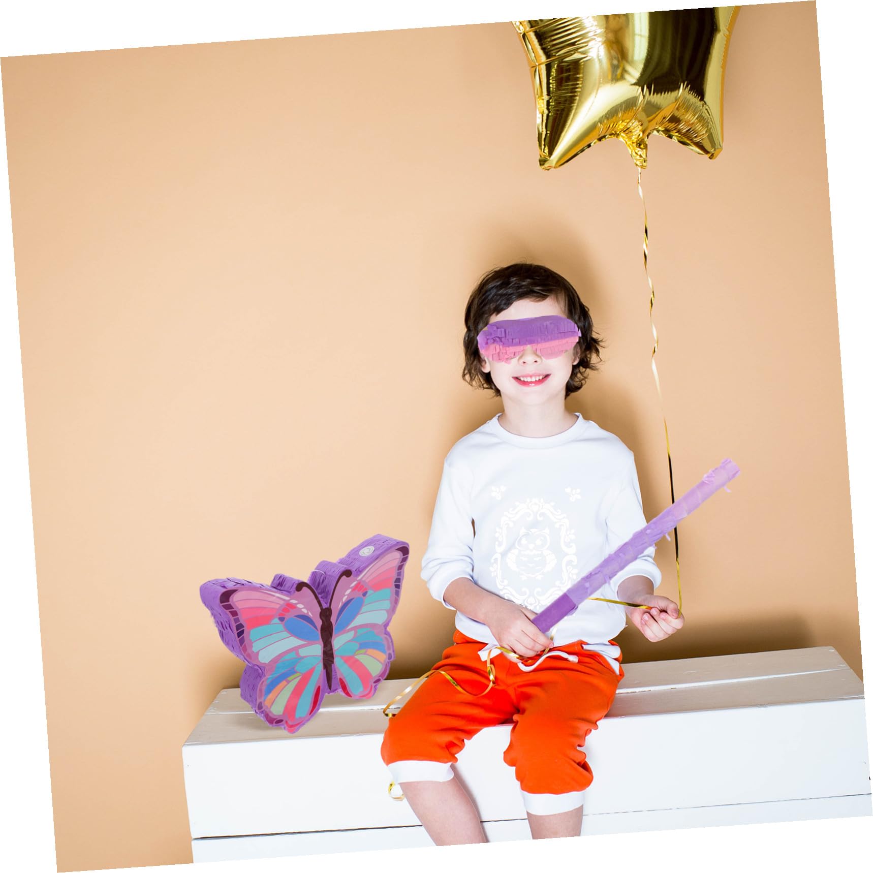 Ipetboom Piñata de Palo Temática Morada para Fiesta Infantil, Incluye Palo, Antifaz y 50 G de Confeti, Decoraciones para Cumpleaños de Niñas, Juguete para Romper y Rellenar con Dulces