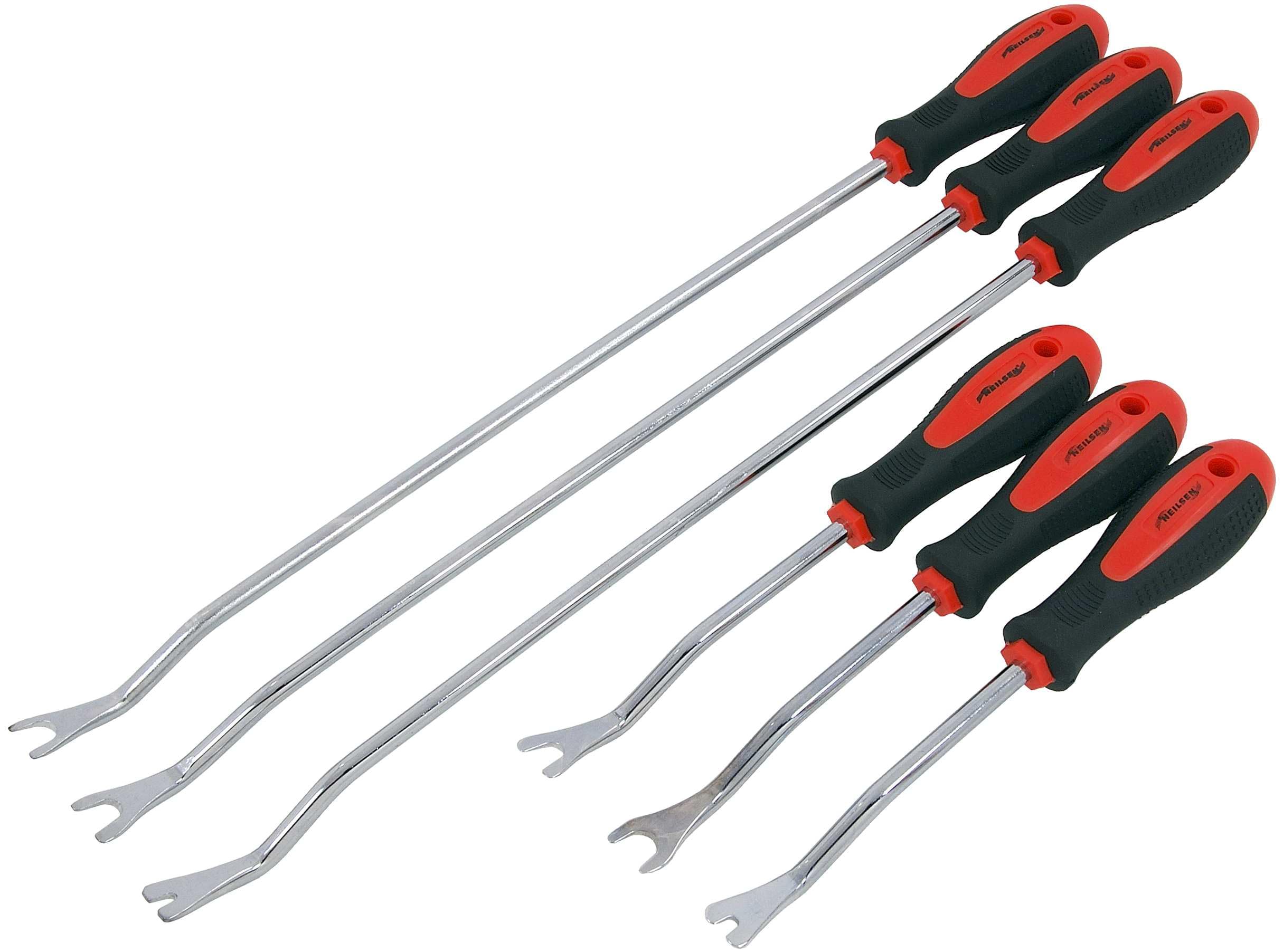 6pc Extra Long Trim Removal Tool Set Door Panel & Interior Clip Remover