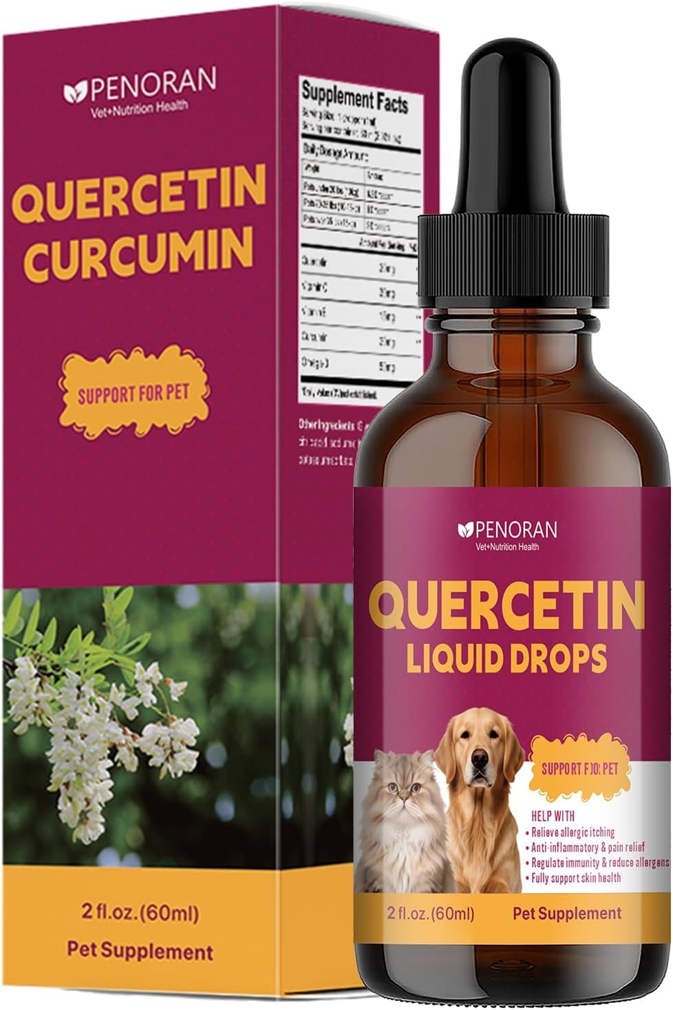 Suplemento de quercetina contra alergias para Perros y Gatos | refuerza la inmunidad, alivia el picor y las alergias estacionales, Ingredientes naturales, bajo riesgo de alérgenos