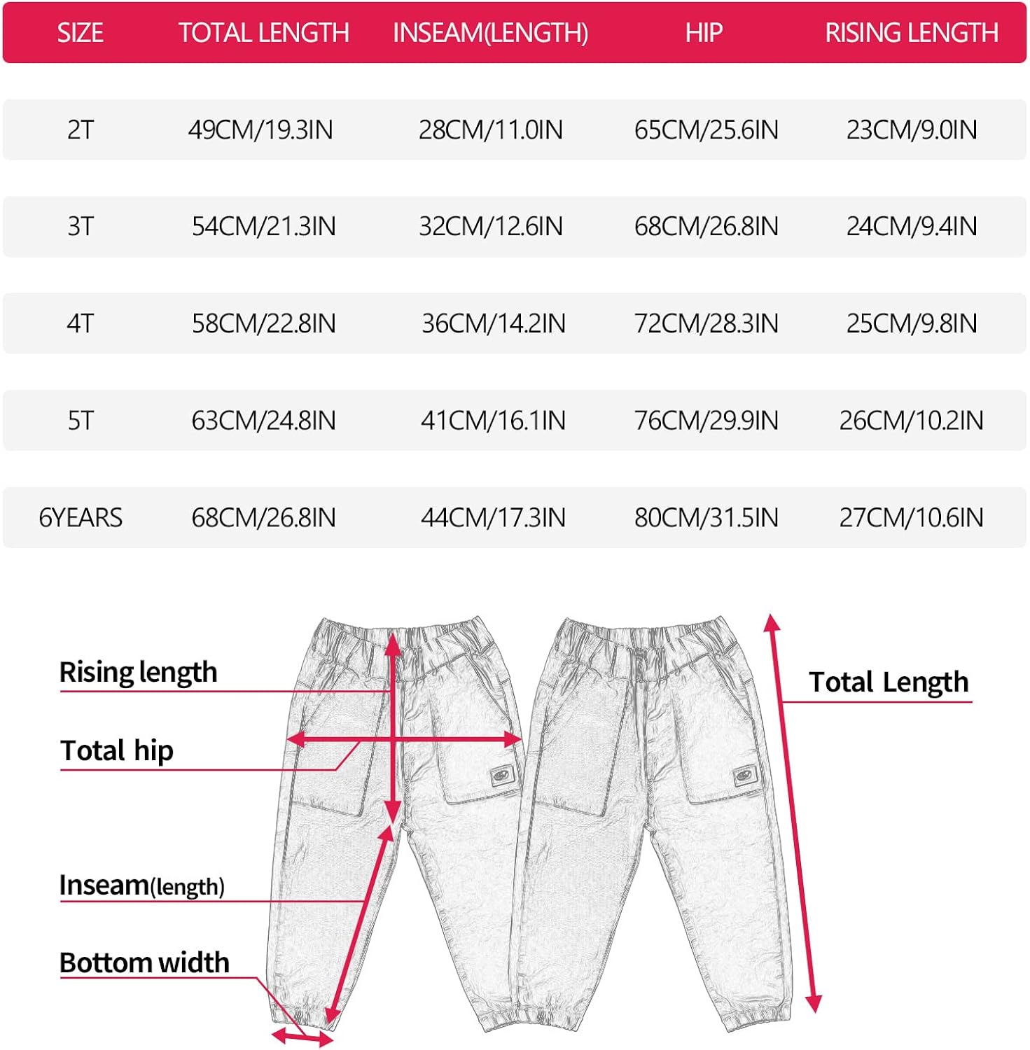 Miniatura 3 de MINI PANDA Pantalones para niños pequeños pantalones para niñas 2T-6T pantalones de tela elástica para niños pequeños paquete de 2