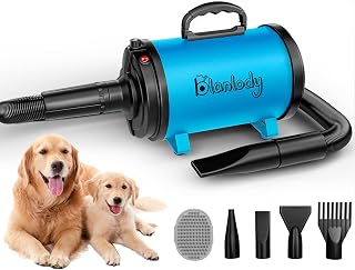 Hundefön Blower Sehr Leise 4.5 PS / 3200W Motor Einstellbare Geschwindigkeit, Hundepflege-Trockner-Gebläse mit 4 verschiedenen Düsen elastischem Schlauch und Pflegebürste