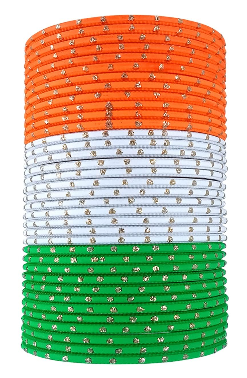 The Golden Cascade Tiranga Color Metal Bangles for Women Indian Flag Chudiya Girls Tricolor Dotted Design Chudi Set for Ladies, Independence & Republic Day (TRICOLOUR, Large 2.8) (B0B8JJHSHM) Amazon Price History, Amazon Price Tracker