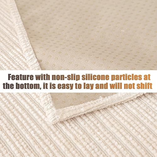 Miniatura 3 de Fundas para sofá, funda de sofá de felpilla con textura de rayas elásticas, protector de muebles impermeable y antideslizante para sala de estar,