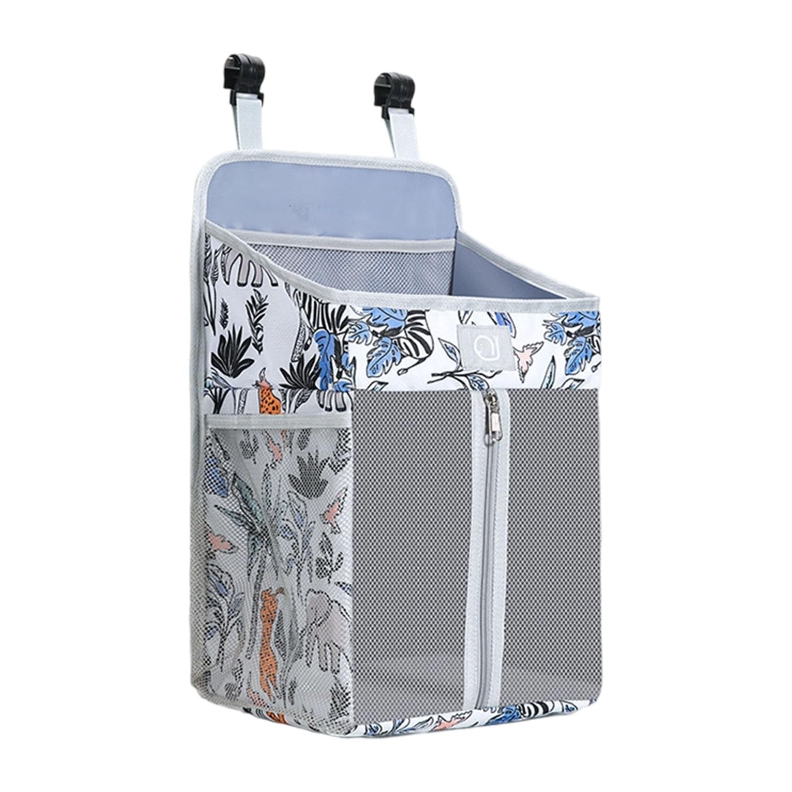 YWLUUOO Bedsides Multiple Compartment Organizers with Zippered Diaper Area Washable Oxford Cloth Hanging Storage Solution Baby Bedsides Hanging Storage Bag