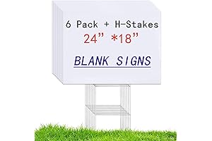 6 Pack 24"x18" White Blank Corrugated Plastic Yard Signs