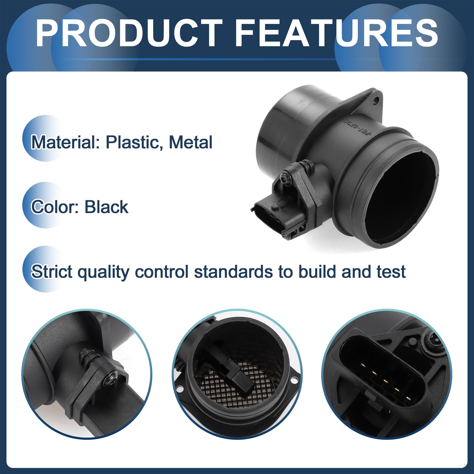 Conjunto De Sensor De Flujo De Aire Masivo Sensor MAF No. 53013009Aa Para Jeep Grand Cherokee 2001-2005 Negro 1 Pc