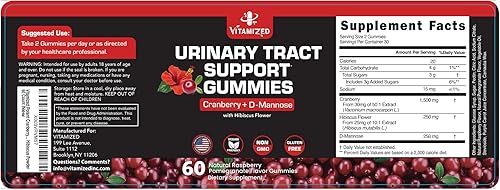 Miniatura 9 de Potent - Gomitas de arándano de 1500 mg con D manosa, salud del tracto urinario para mujeres y hombres, suplementos de apoyo de acción rápida con