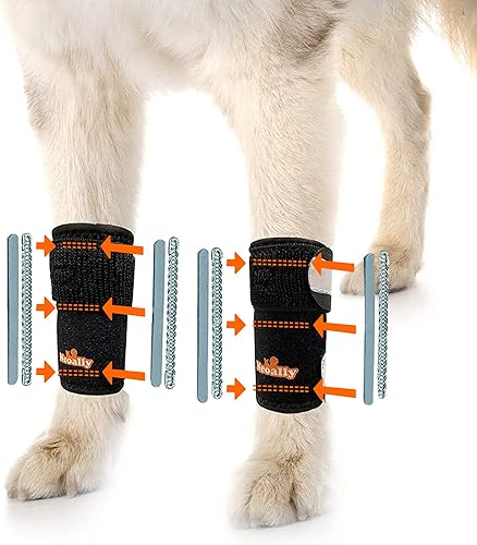 NeoAlly - Soporte de pierna delantera 3 en 1 para perro, soporte de pierna delantera con inserciones rígidas y de resorte, funda para patas de perro