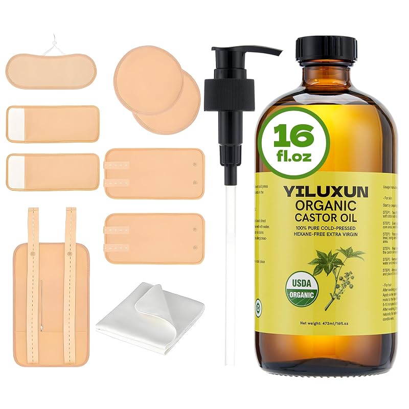 Kit de envoltórios com óleo de rícino YILUXUN e frasco de vidro