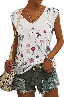 FTRGHNY Autumn Cap Sleeve Blouses Woman Plus Size Cozy Pop Fitness V NEC Top Polyester Relaxed Fit Print Tank Woman