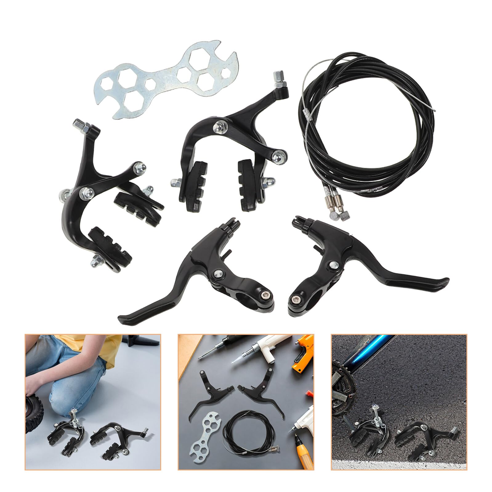 Hydraulisches Fahrrad Scheibenbremsen Satz mit Aluminiumhebeln Mechanische Felgenbremsen Schwarz Bremszubehör für Kinderfahrräder und Citybikes Langlebig Reibungslos