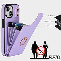 Vista 5 de Folosu Funda compatible con iPhone 15 con soporte para tarjetas, rotación de 360°, soporte de anillo de dedo con función atril, bloqueo RFID, doble
