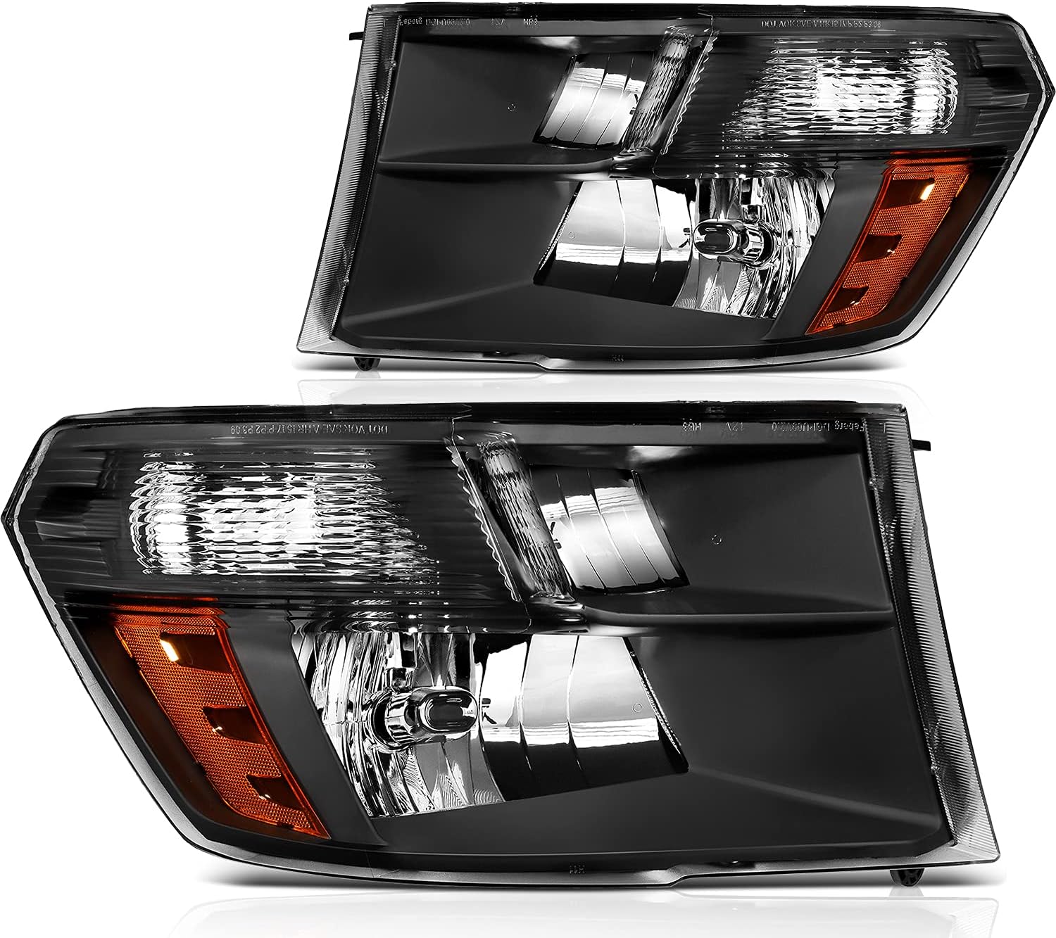 Headlight Assembly for Dodge for Ram 1500 2009-2018 for Dodge for Ram 2500 2010-2018 for Dodge for Ram 3500 2010-2018 Black Housing Amber Reflector Clear Lens Driver and Passenger Side Headlamp