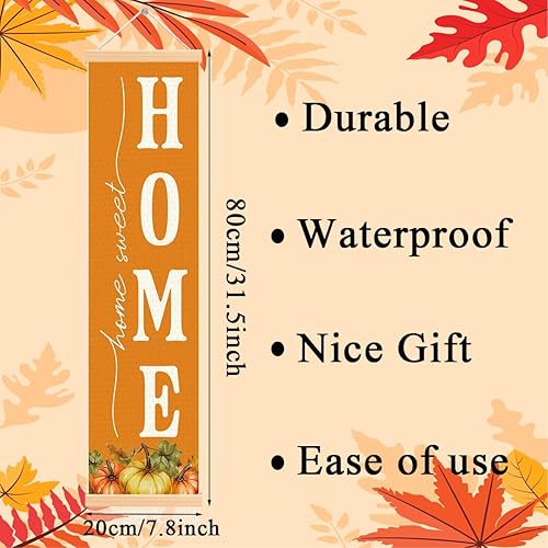 Miniatura 3 de Cartel de Feliz Acción de Gracias, decoración de porche de otoño, pancartas colgantes de otoño, decoraciones de porche de calabaza al aire libre