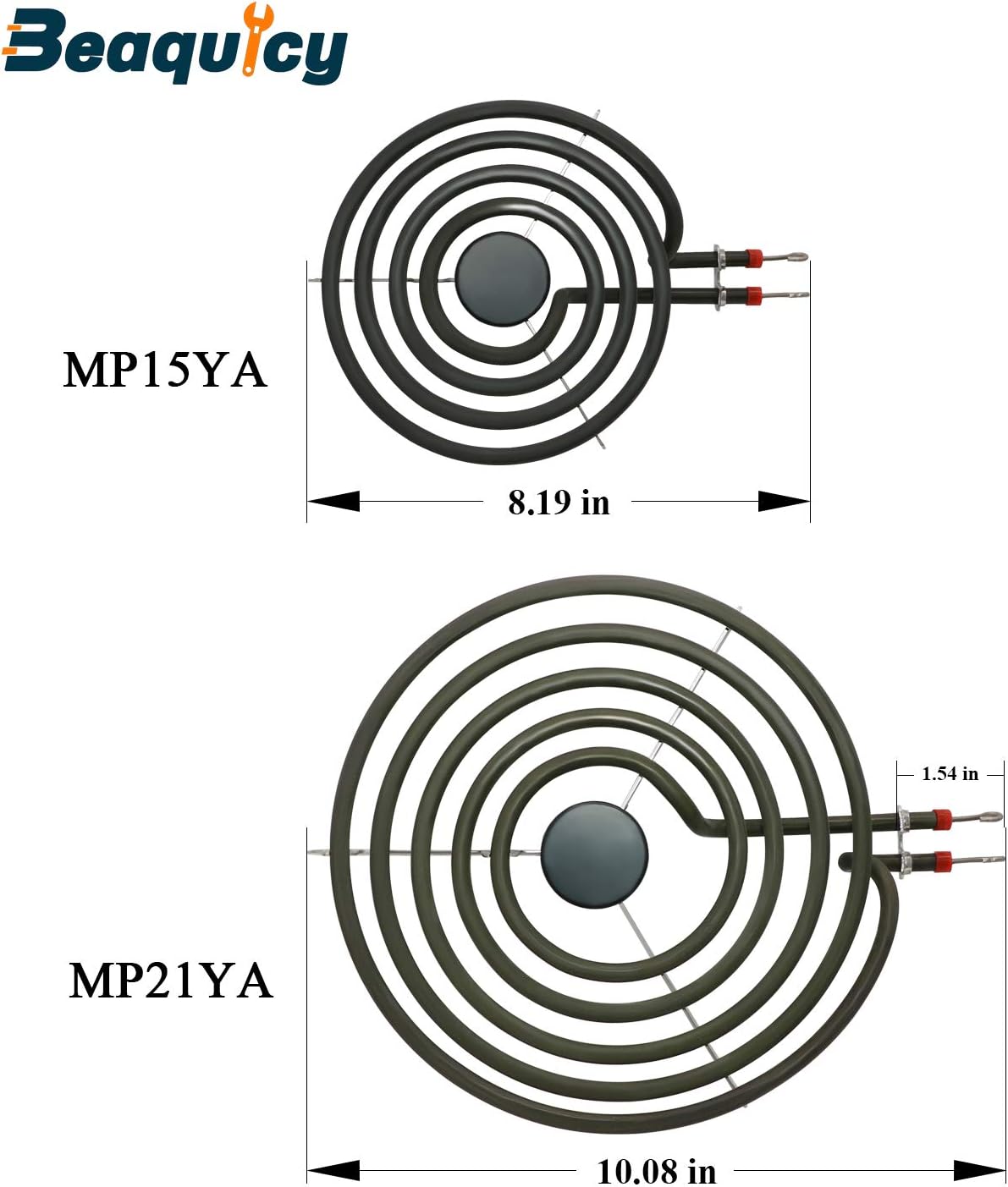 MP22YA Electric Range Burner Element Unit Set(2 pcs MP15YA 6" & 2 pcs MP21YA 8") with 4 Pack 330031 Surface Element Receptacle Kit by Beaquicy - Replacement for Whirlpool Ken-more Ranges/Stoves : Appliances