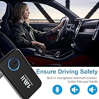 Vista 3 de 1Mii Receptor de música Bluetooth 5.3 para estéreo de coche/hogar, adaptador Bluetooth auxiliar para automóvil con control de volumen, soporta