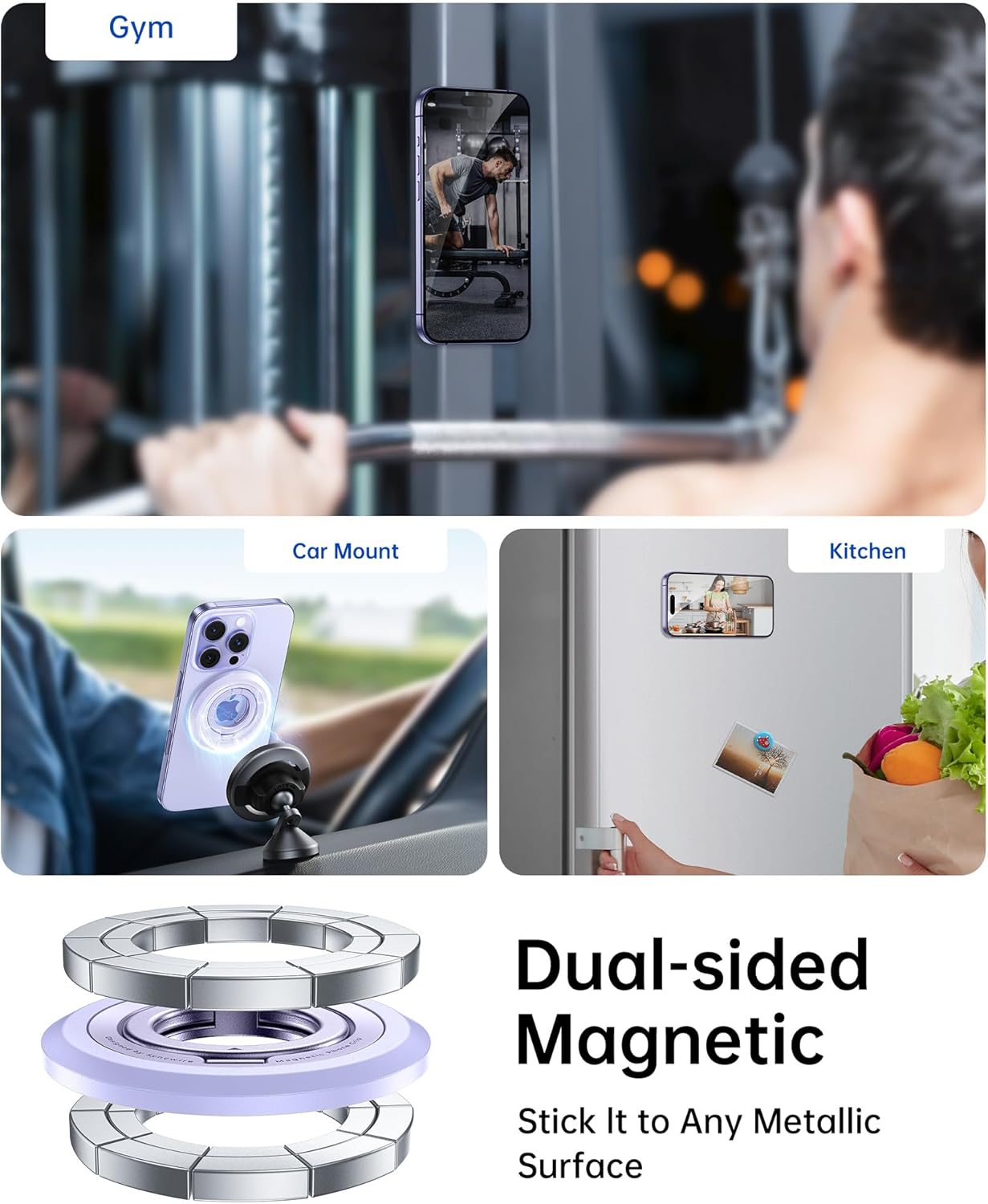 SYNCWIRE Upgraded Magnetic Phone Ring Holder for MagSafe and MagSafe Car Mount - [360° Rotation] Magnetic Phone Holder for Car