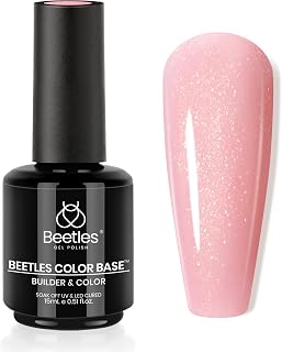 Beetles Nude Rubber Base Gel Nail Polish - Light Pink Color Base Gel 5 in 1 for Nails Strengthening, Building, Enhancing, Reinforcing, Long Lasting Protecting U V LED Lamp Cure
