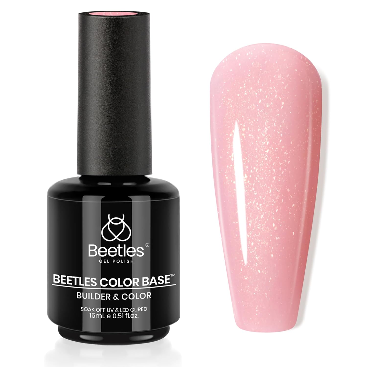 Gelab cosmetics LLC Beetles Color Base Gel Nail Polish, 1pcs 15ml Rubber Base Builder Neutral Nude Gel Base Coat Warm Jade Nail Polish, Base Coat Nail Strengthener Soak Off UV LED light Needed