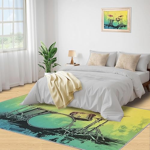 Miniatura 40 de Alfombra de instrumentos musicales – Alfombras de 4 x 5 pies para sala de estar, alfombra de área musical, alfombra de área musical, alfombra