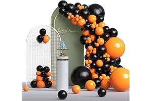 130Pcs Black and Orange Balloons Party Kit