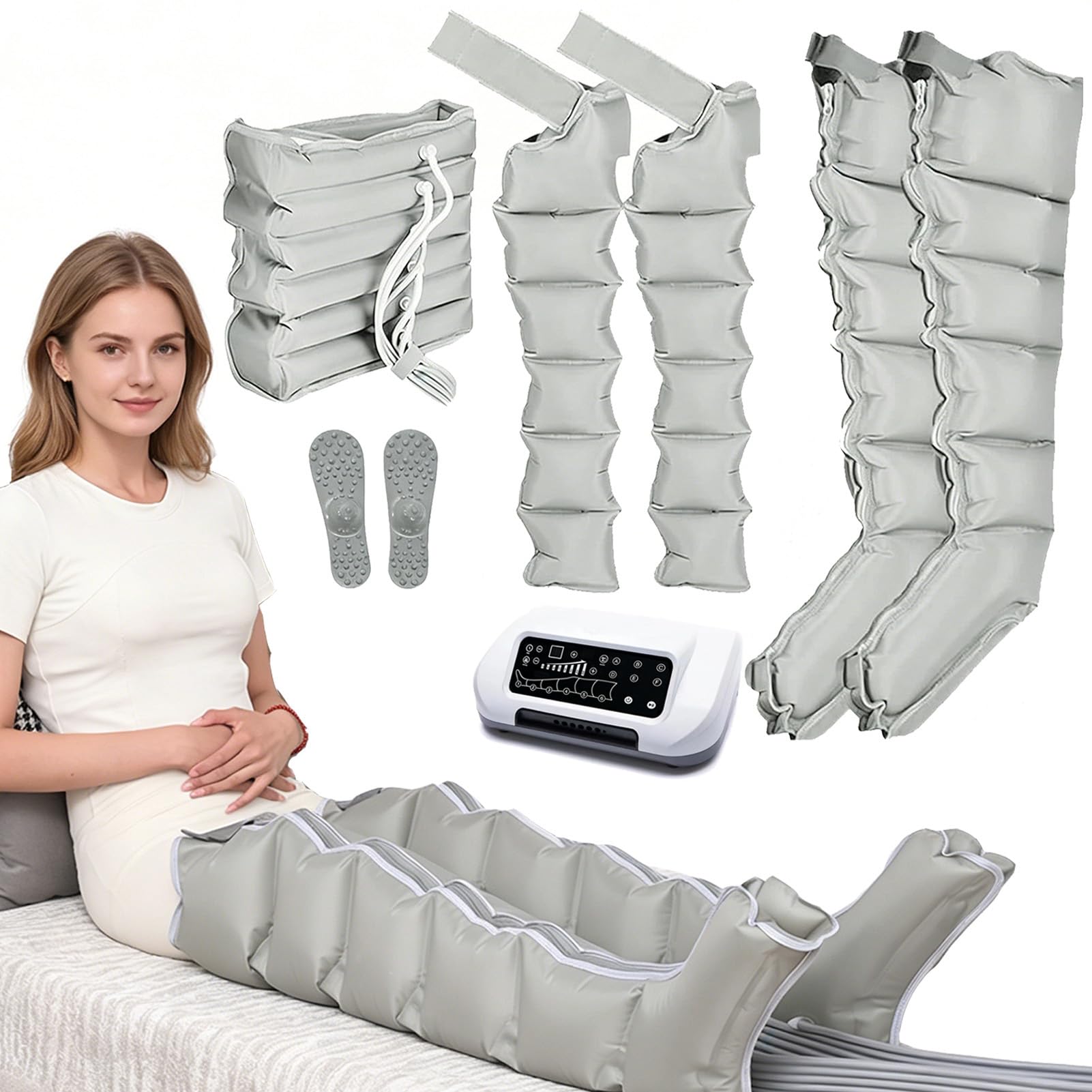 Joyfitness Leg Compression Machine, Recovery Boots, 6 Cavity Compression Design with Pressure Sensor, Wireless Remote, Auto Exhaust, Promotes Circulation and Reduces Swelling, Lipedema Treatment