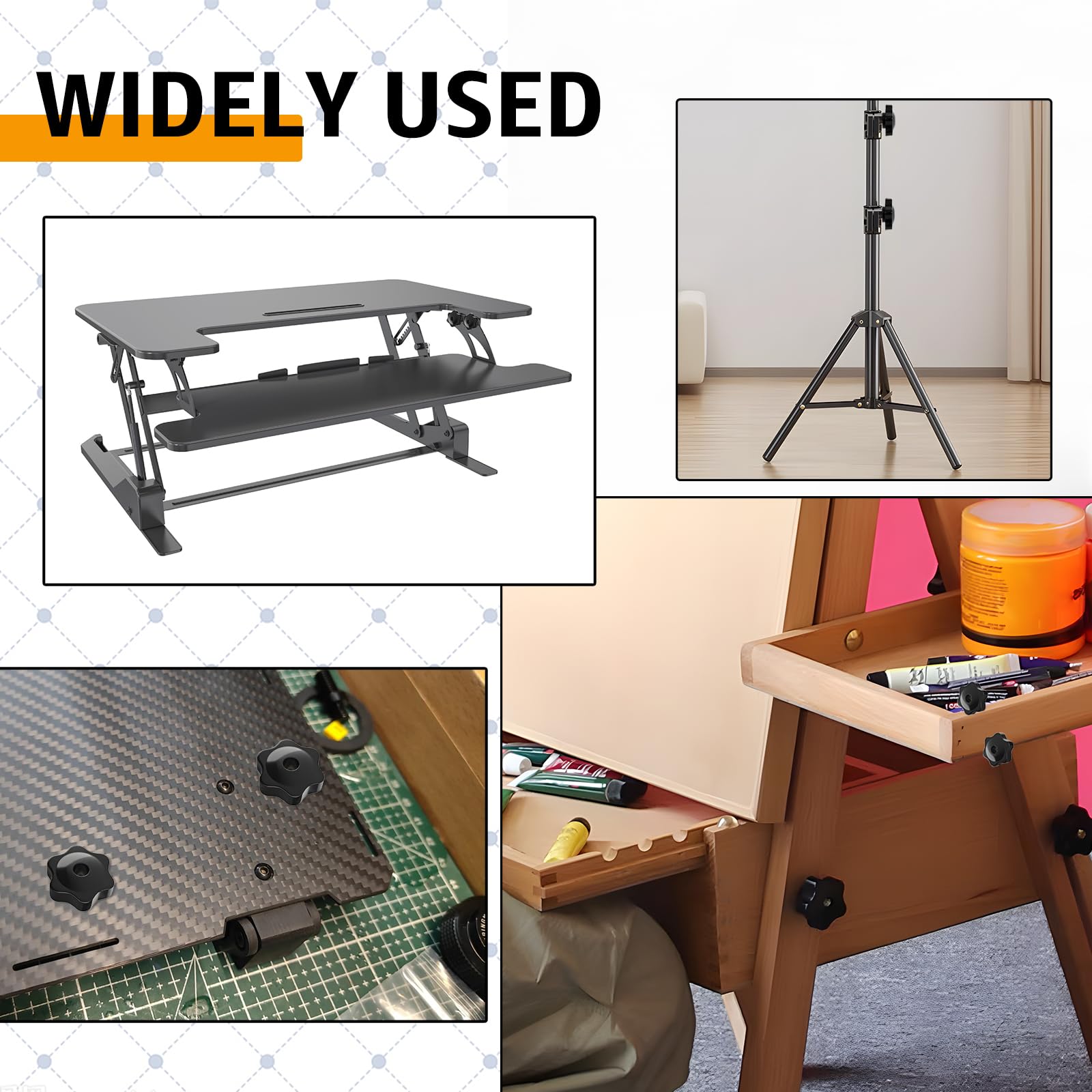 12Pezzi Dado Maniglia a Stella M6, 32 Mm Diametro Esterno Dadi Con Manico, Dadi Di Serraggio Plastica Zigrinato Manopole Attraverso Il Foro Rame Core Per Macchine, Mobili, Apparecchiature Elettroniche
