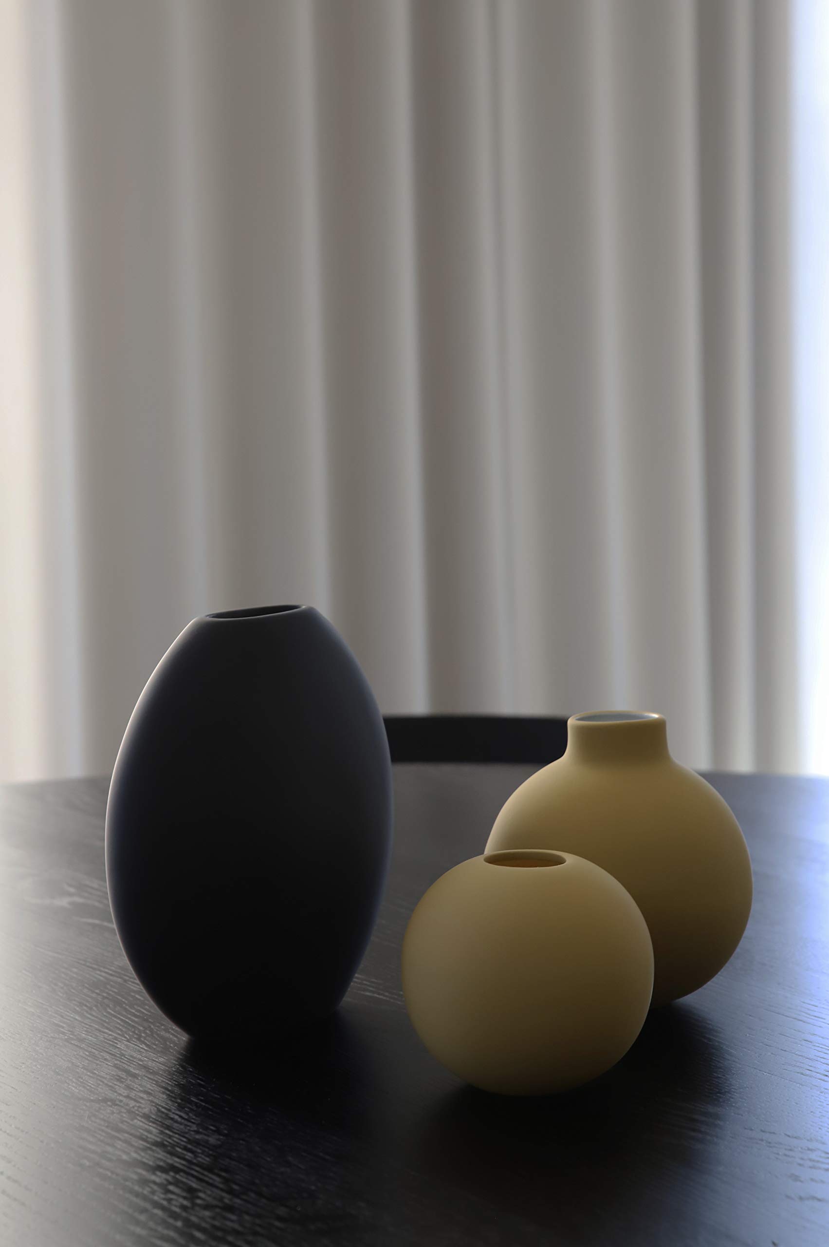 Cooee Design Vase Pastille aus Keramik in der Farbe Schwarz Handgefertigt, Durchmesser: 20cm, Höhe: 19cm, HI-028-25-BK