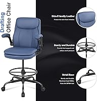 Vista 4 de Misolant Leather Drafting Chair, Tall Office Chair for Standing Desk, High Executive Office Chair with Adjustable Height and Flip-up Armrest for