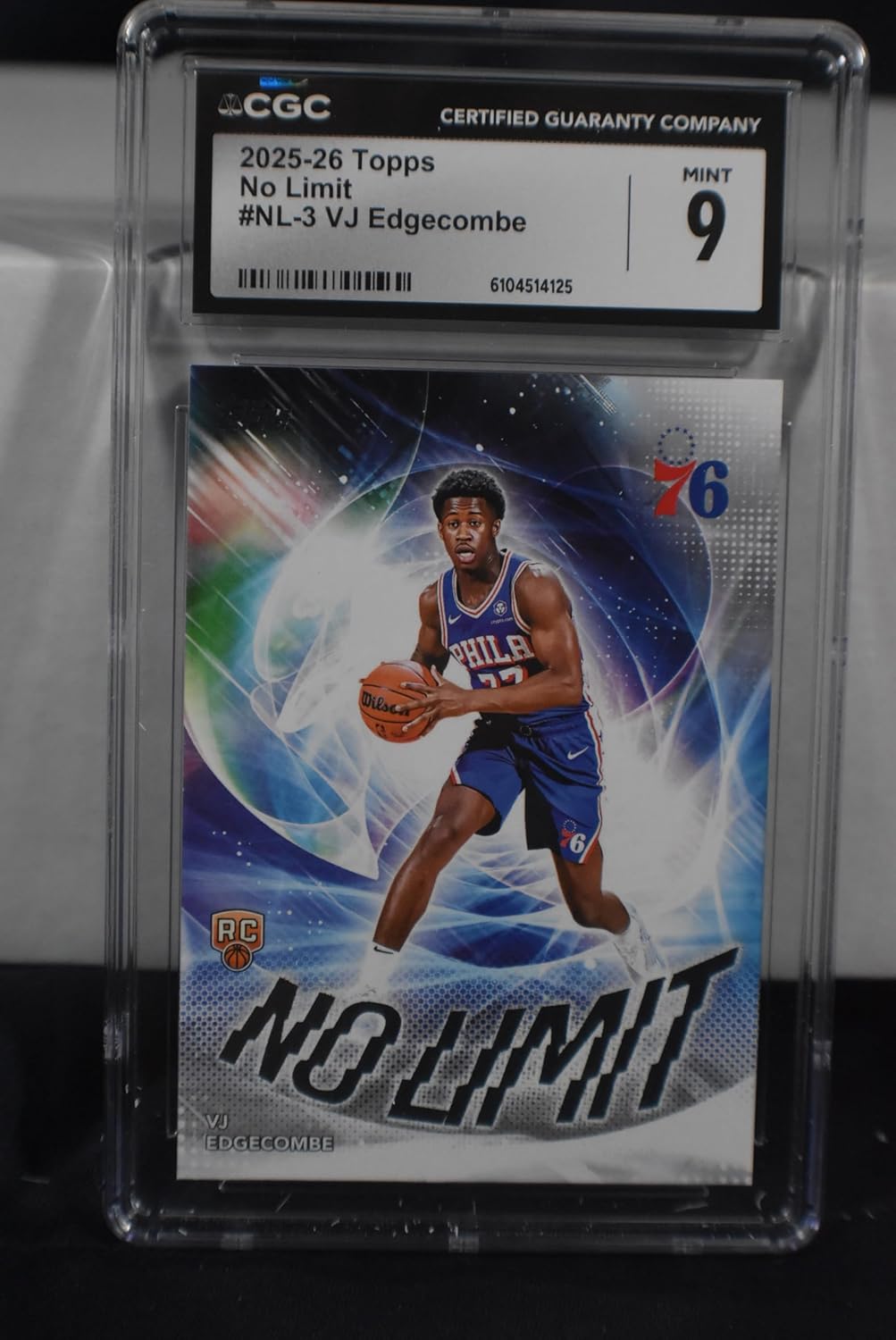 VJ EDGECOMBE 2025-26 Topps No Limit #NL-3 Rookie Basketball Card RC CGC Graded Mint 9 Philadelphia 76ers Sixers