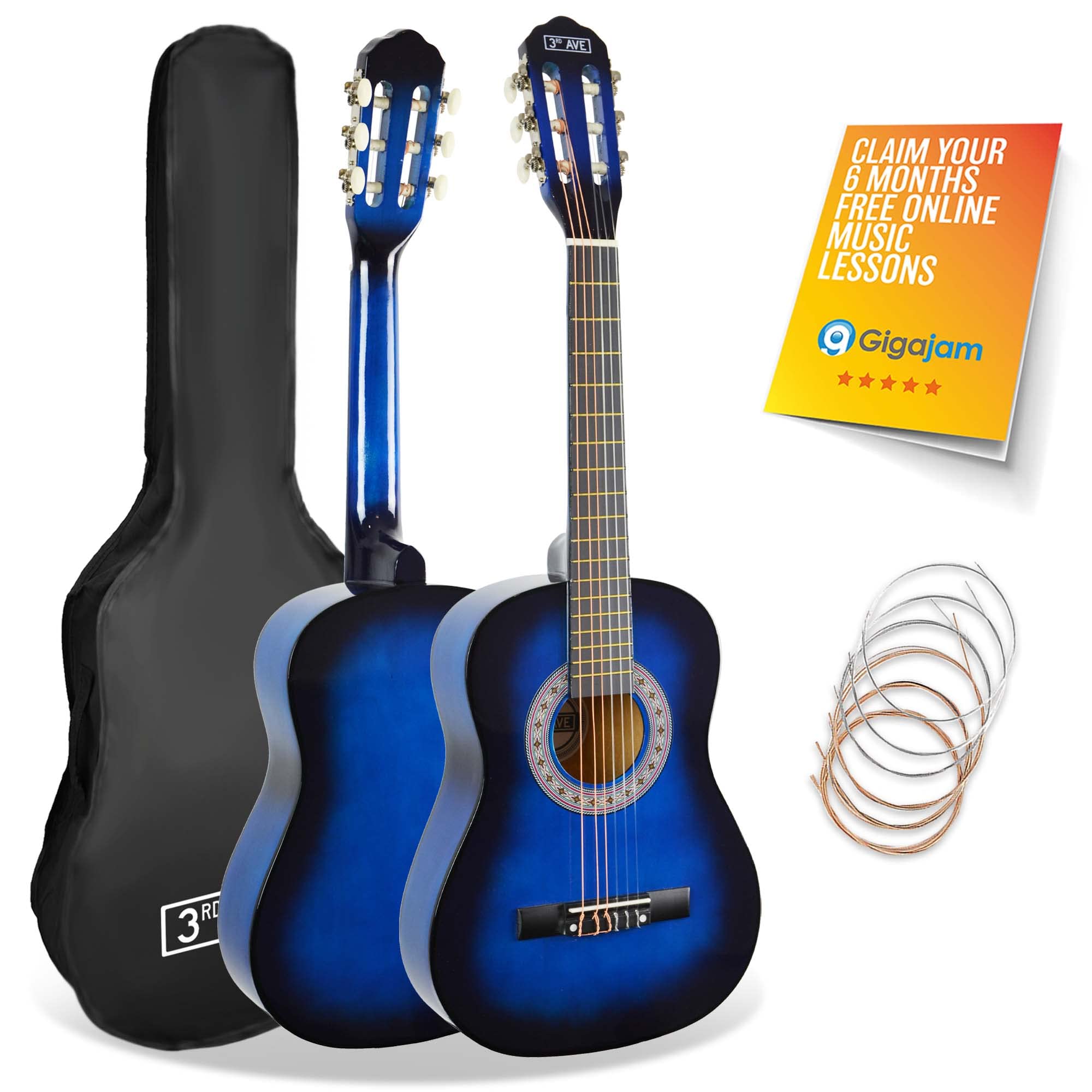 3rd Avenue Classical Guitar - 3/4 Size - Blueburst - Nylon Strings