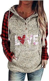 Felpa con Cappuccio Donna Bottone San Valentino Pullover Tasche con Coulisse Top
