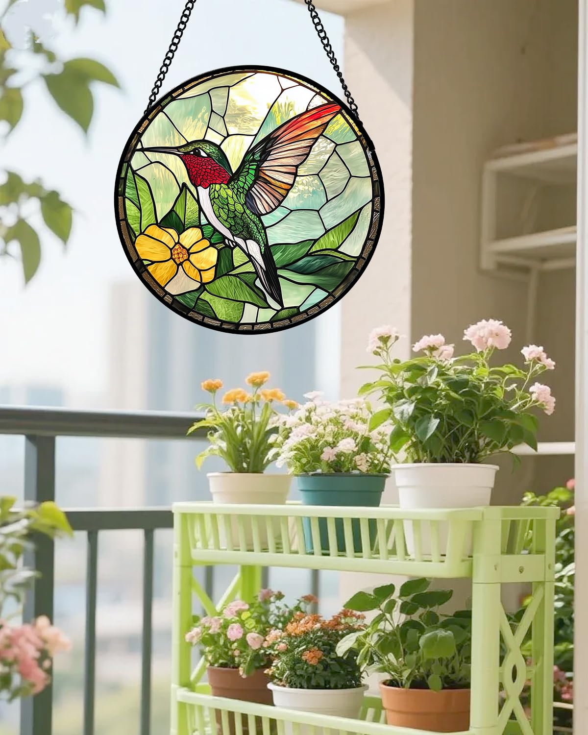 Buntglas-Fensterbehang, grüner Kolibri-Sonnenfänger für Tür, Heimdekoration, Vogel-Sonnenfänger, Weihnachten, Muttertag, Geburtstag, Geschenke für Vogelliebhaber, Frauen, Männer, Mutter und