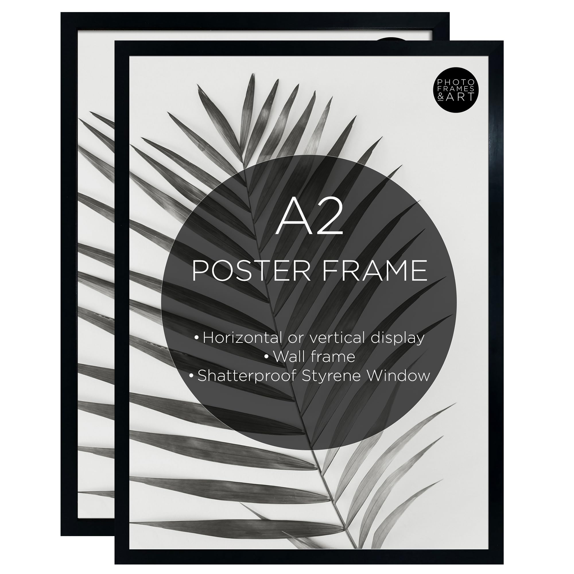 pf+a Perspex Window Pack of 2 A2 Poster Frames - A2 Oxford Black Set of 2 / Black Frames Multipack