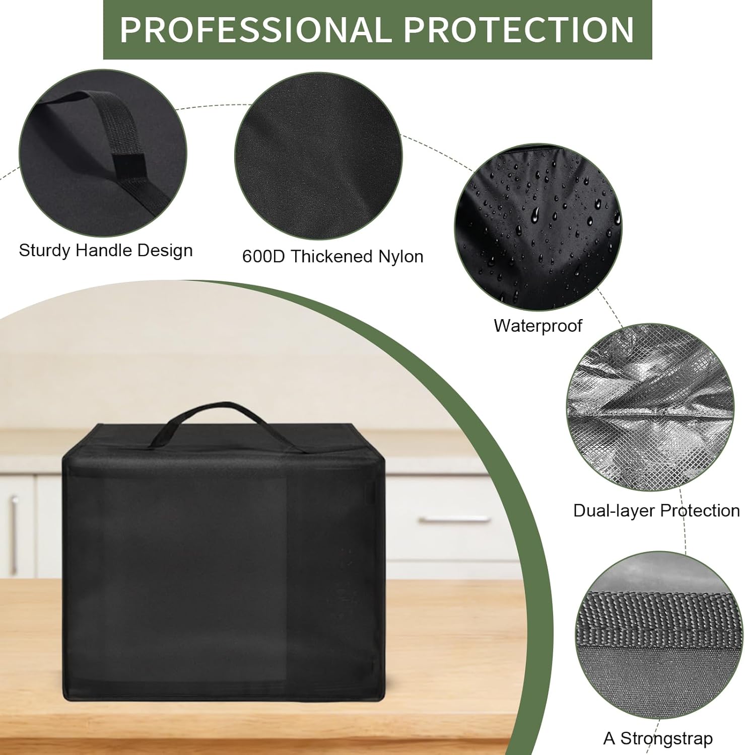 Heavy Duty Electric Turkey Fryer Dust Cover for Masterbuilt 3-in-1 10L Fryer Boiler Steamer MB20012420,17.72"x15.75"x14.57", 600D nylon w/12µm Foil Lining, Heat-Resistant Waterproof Oil-Proof