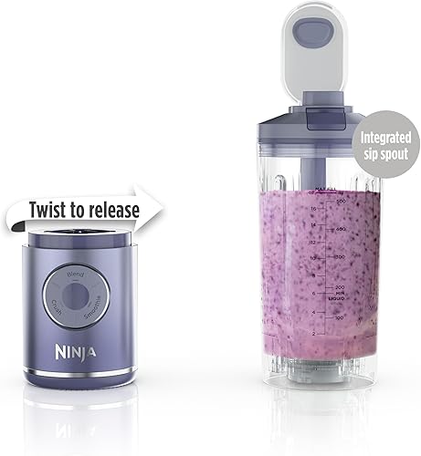 Miniatura 11 de Ninja Blast Max, licuadora portátil + Twist & Go, batido personal, mezcla, trituración de hielo, 3 programas, inalámbrico, recipiente extraíble