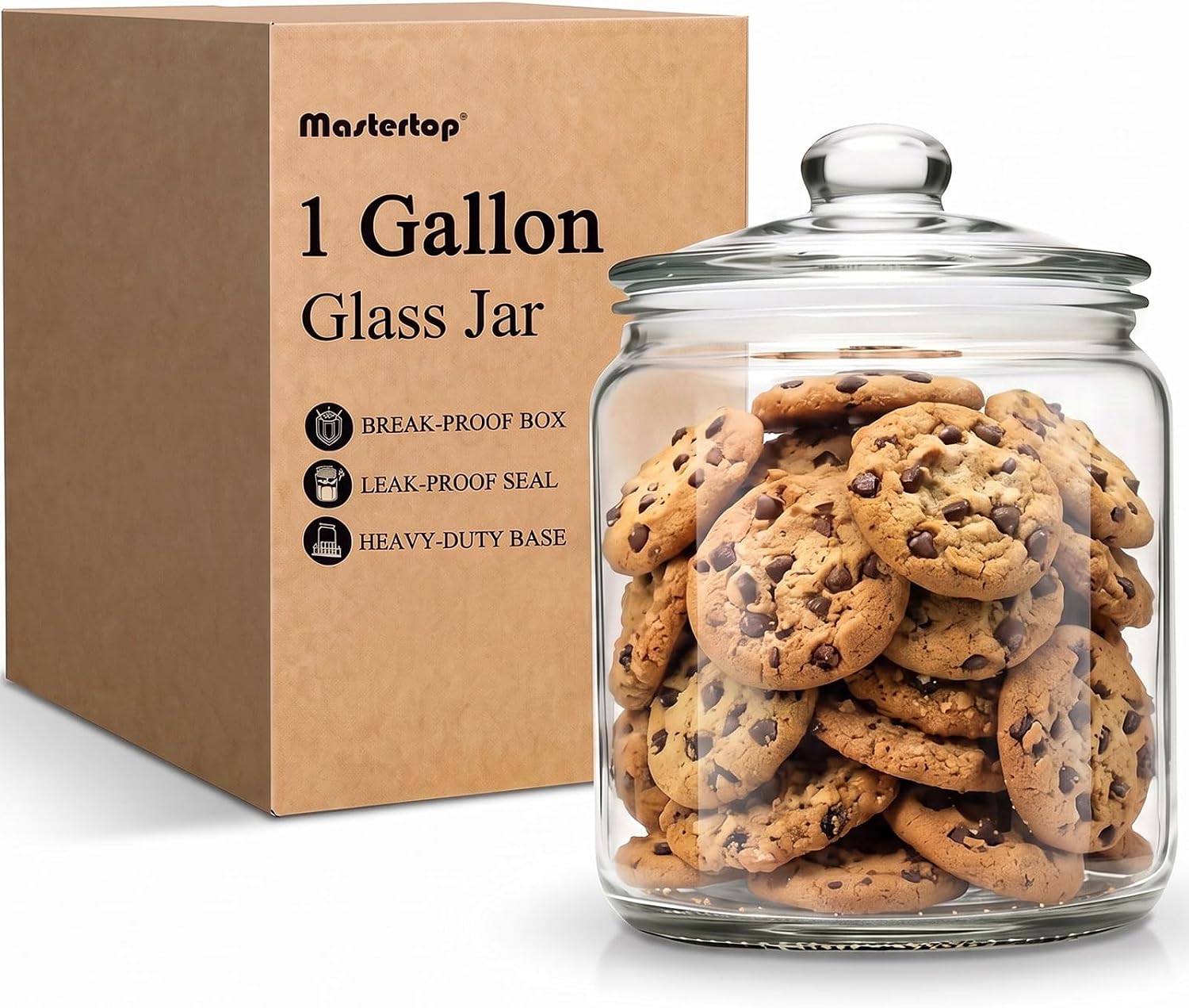 Airtight Glass Jar,Cookie Candy Penny Jar with Leak Proof Rubber Gasket Lid