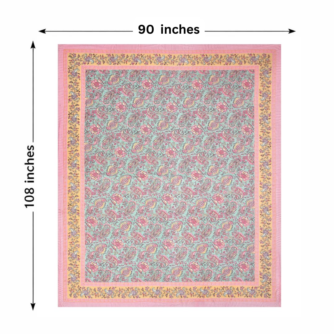 ElanorHomes 240 TC Cotton Double King Size Bedsheet | Ultra-Soft & Skin-Safe | Breathable Summer Comfort | 93x108 inches with 2 Pillow Covers (Petal Symphony) 2