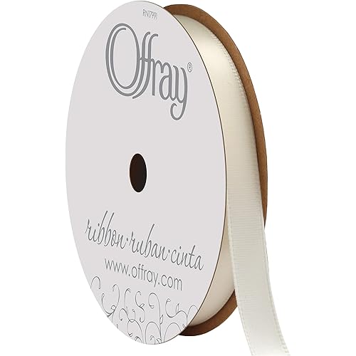Berwick 061534 3/8" Wide Single Face Satin Ribbon, Antique White Ivory, 6 Yds