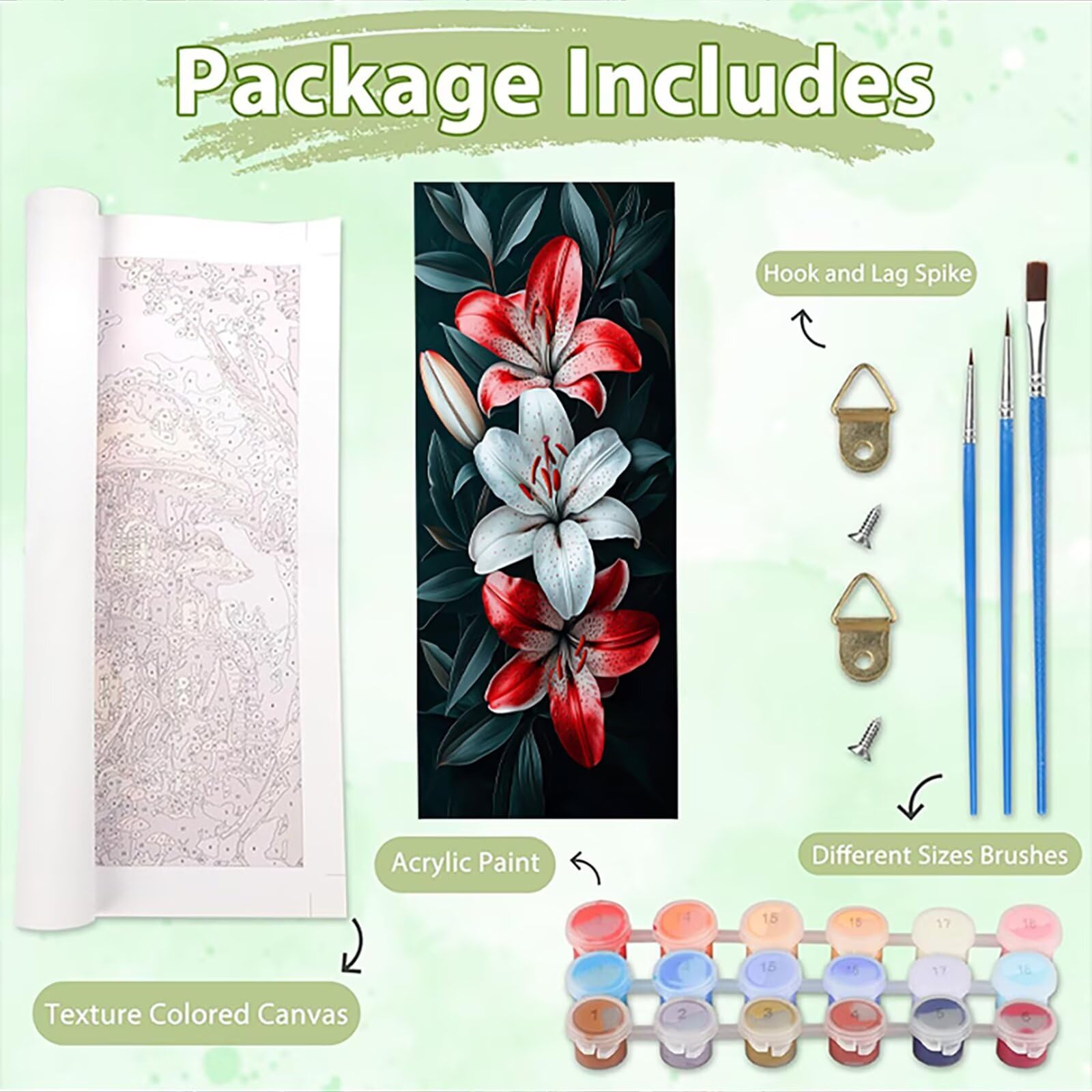 Malen Nach Zahlen 50x150cm Leinwand Blumen Malen Nach Zahlen Erwachsene mit Ohne Rahmen, DIY Kreativ Set für Erwachsene mit Pinseln und Acrylfarbe, Zimmer Deko Pflanzen4 Landschaft Geschenk, P0M-1025
