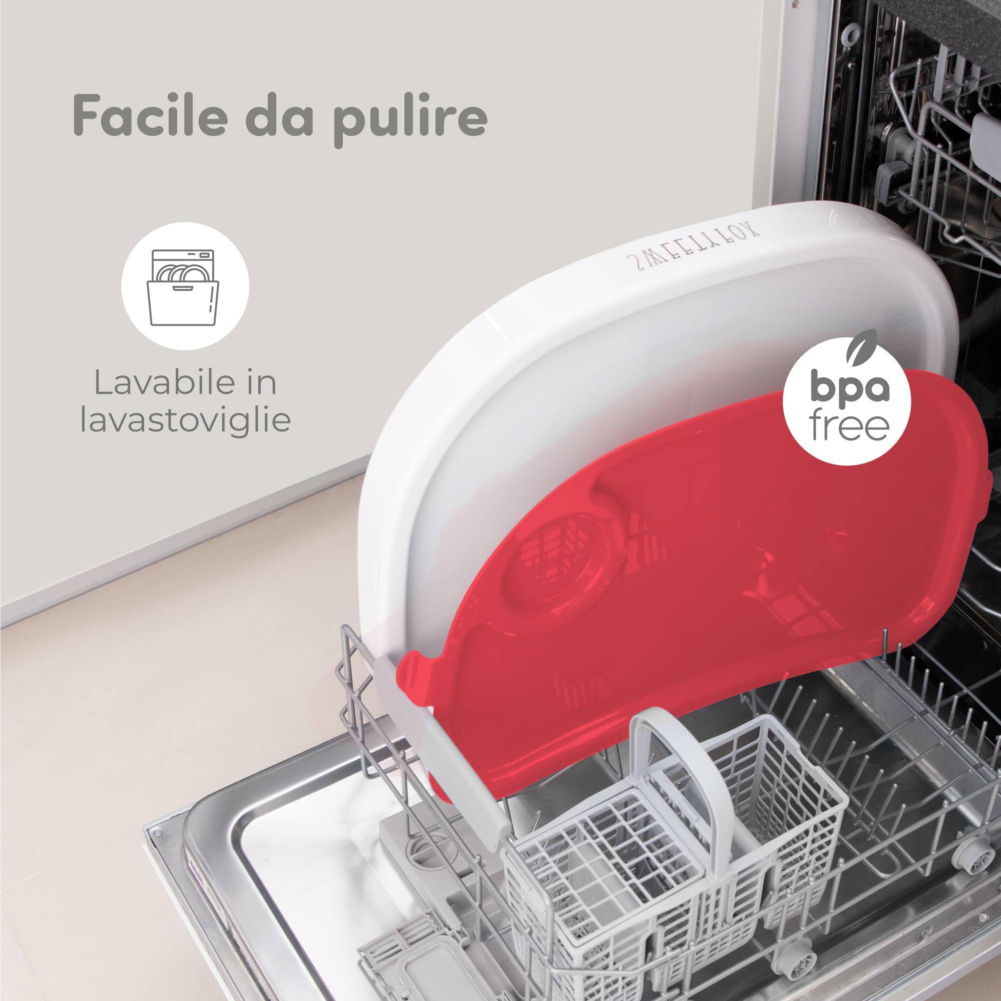 Seggiolone Pappa Regolabile e Pieghevole - 7 Livelli Diverse, Schienale Bambino Pieghevole 5 Posizioni, Ripiano Smontabile, Vassoio a Clip (Facile da Pulire) - Rosso Lampone