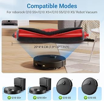 26 Pack Replacement Accessories Parts for Roborock Q10 S5/Q10 S5+/Q10 X5/Q10 X5+ Robot Vacuum Part with 2 Roller Brush,4 Mop,4 HEAP,6 Mop,6 Dust Bag,6 Side Brushes,1 Screwdriver,1 Clean Brush
